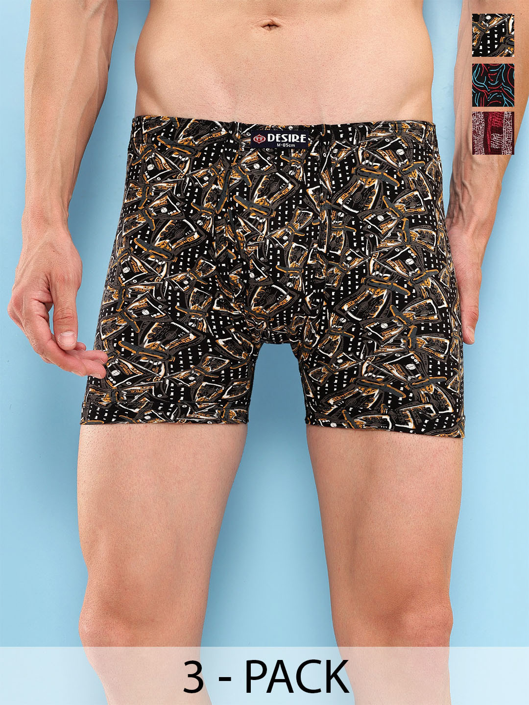 T.T.Pack Of 3 Assorted Trunks DES_PRNT_LNG_IE_PO3_BDM_80