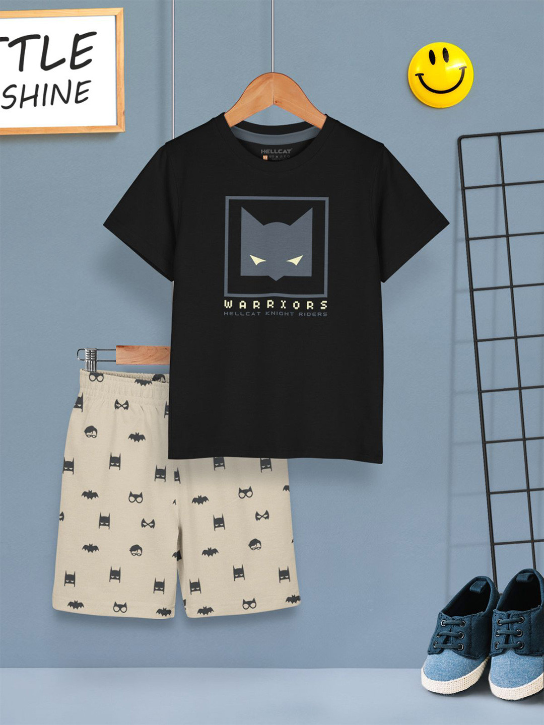 HELLCAT Boys Printed Round Neck T-Shirt With Shorts