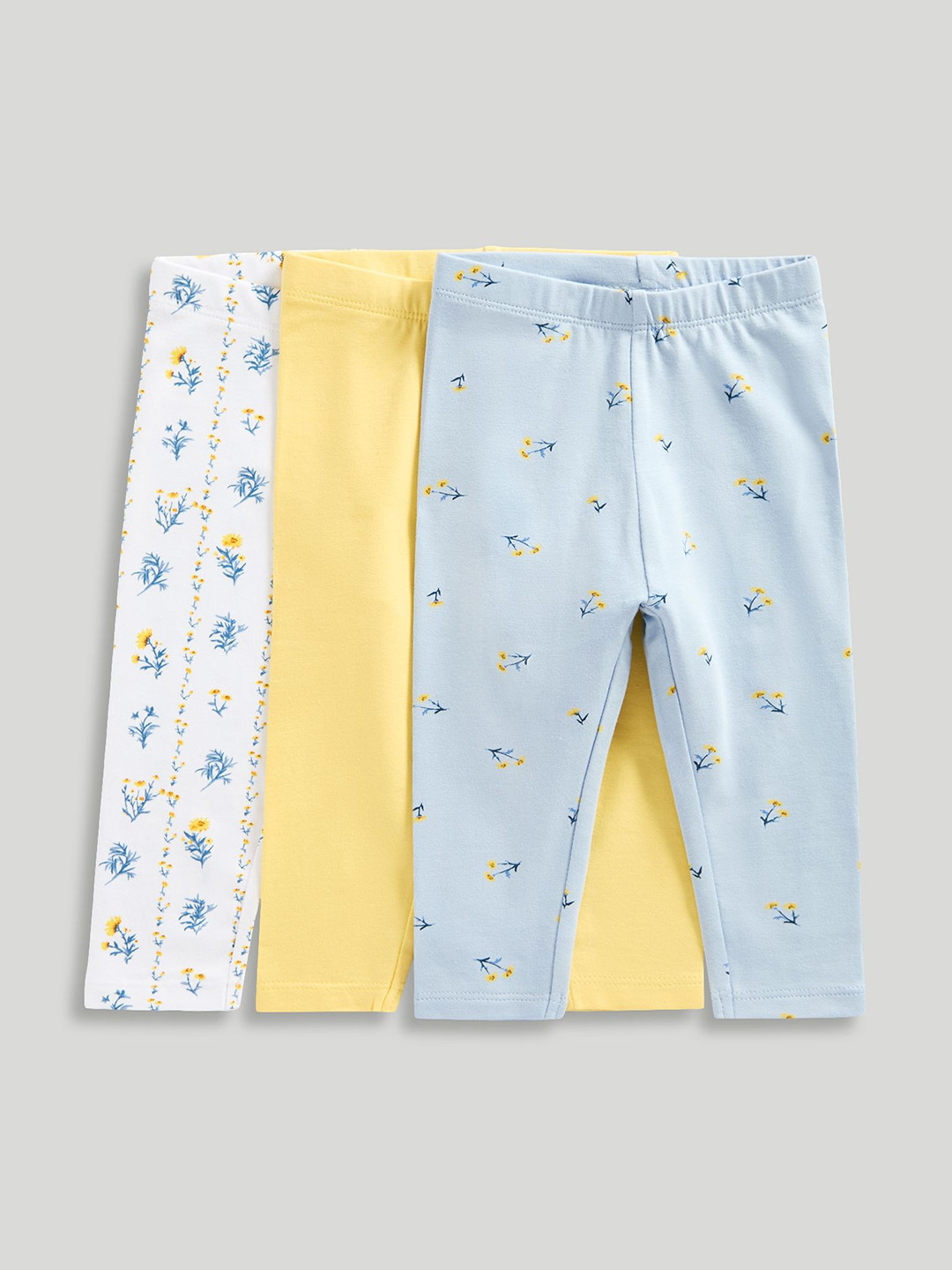 mothercare Infant Girls Pack Of 3 Floral Printed Mid-Rise Ankle-Length Leggings