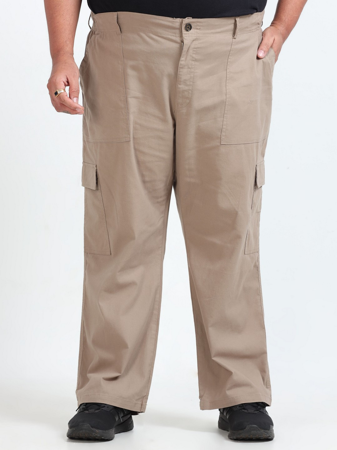 THE BEETEL HOUSE Men Relaxed Loose Fit Curve Cargos Trousers