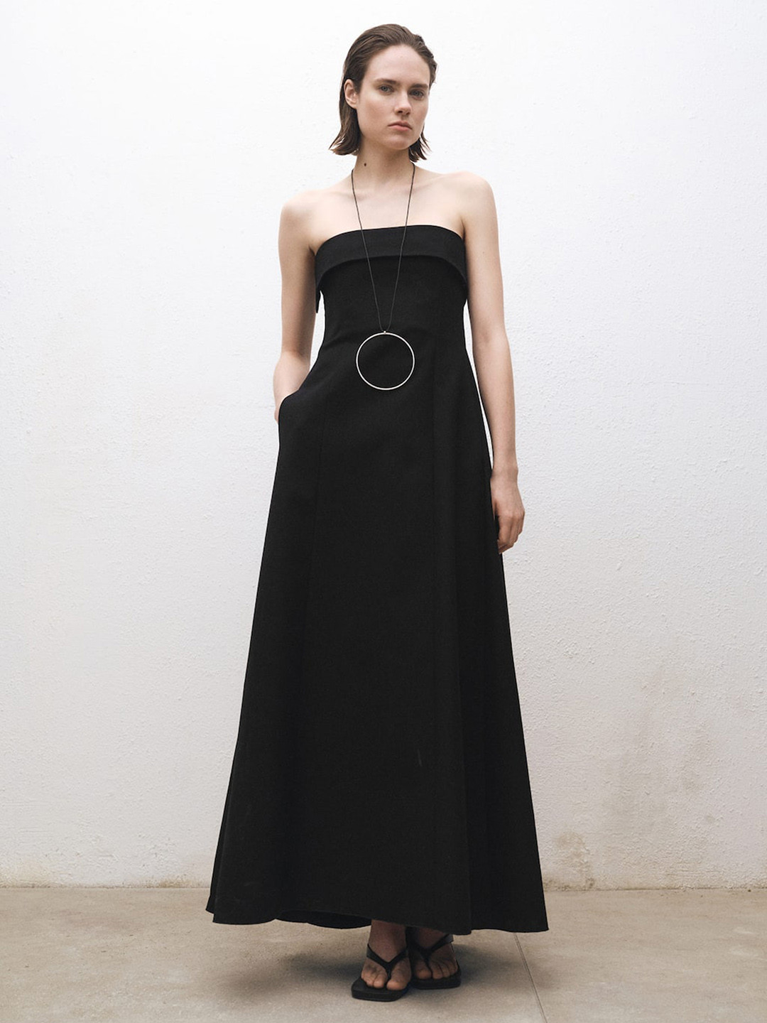 MANGO SELECTION Strapless Party Maxi Fit & Flare Dress