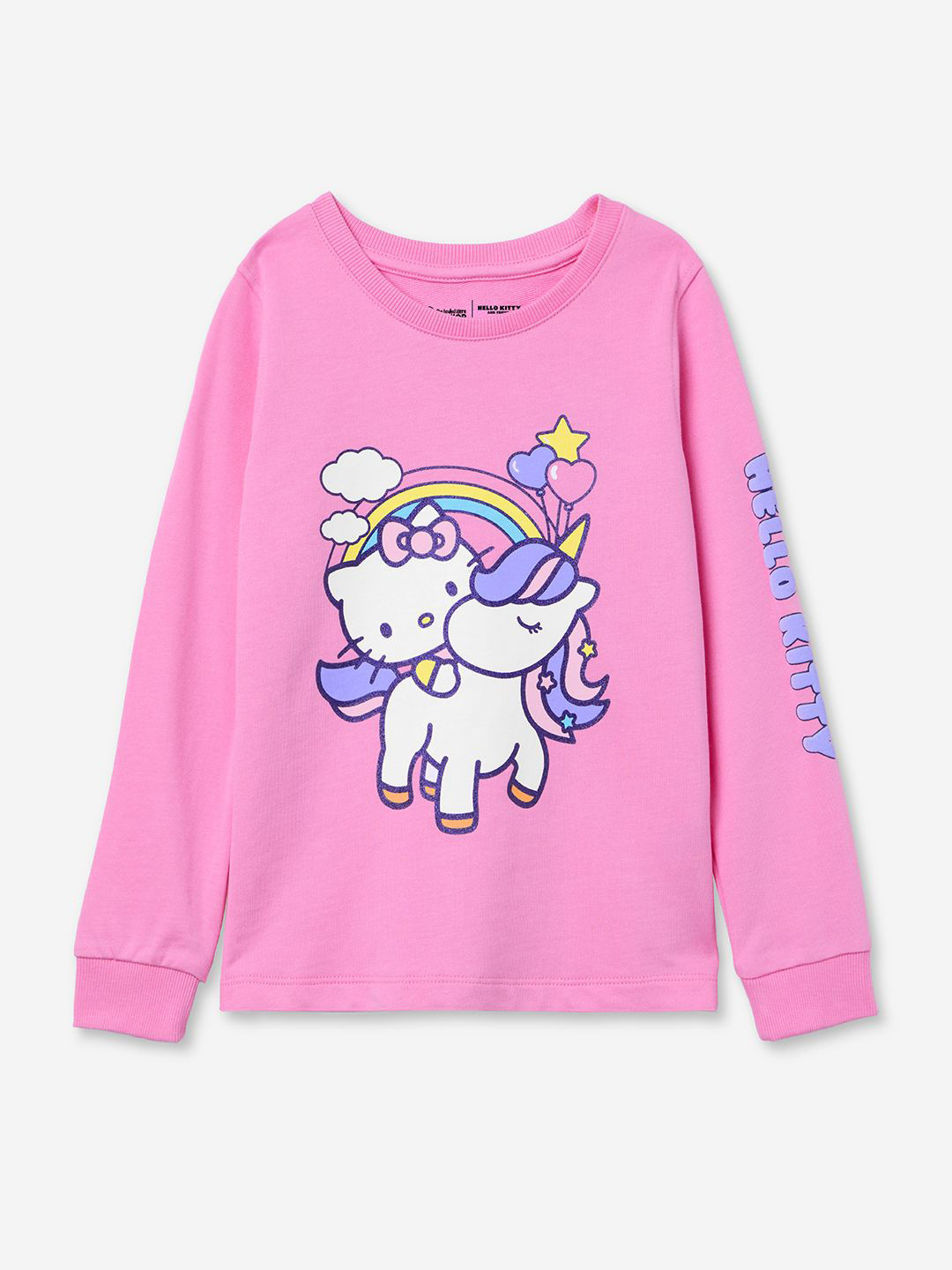 The Souled Store Girls Regular Fit Hello Kitty Printed Pink T-Shirts