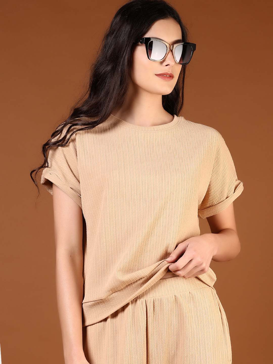 V-Mart Round NeckT-Shirt With Trousers Co-Ords