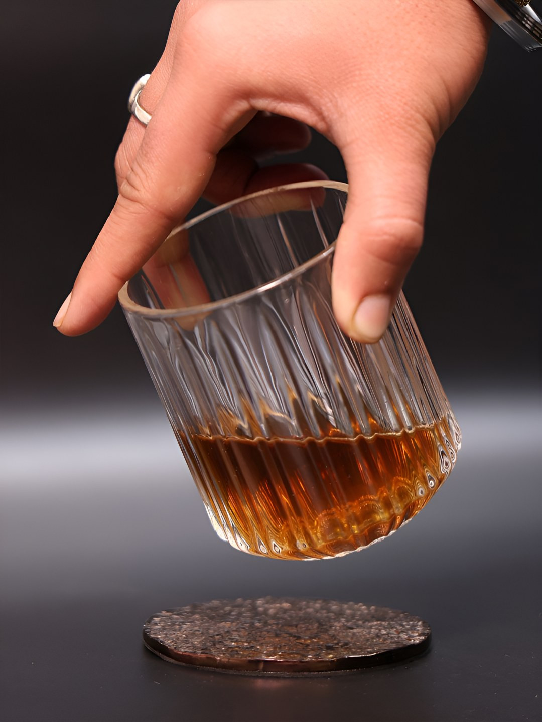 SMOKEY COCKTAIL Set Of 6 Striped Whiskey Premium Bar Glass