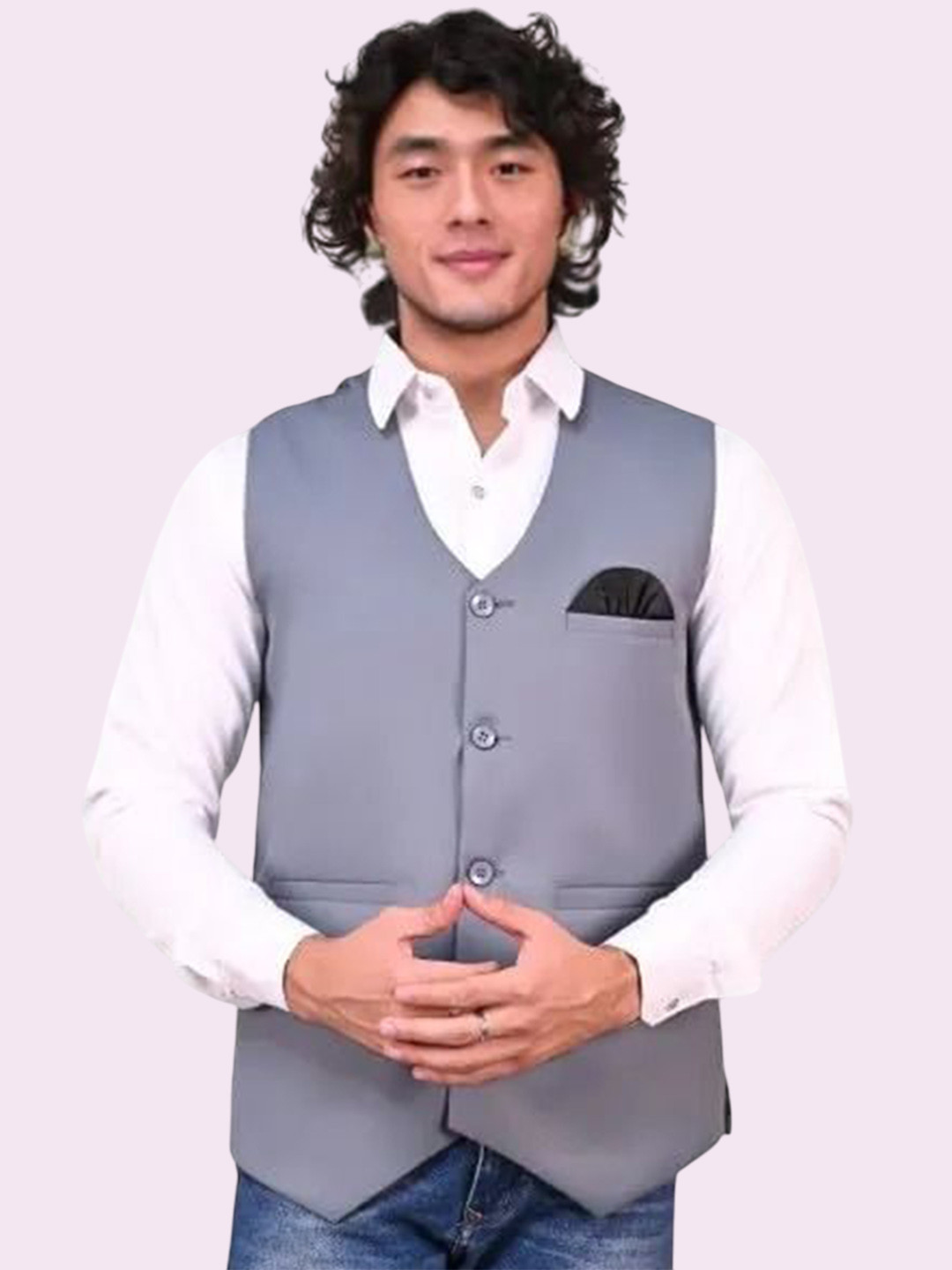 Seetoo V-Neck Woven Versatile Formal Waistcoat