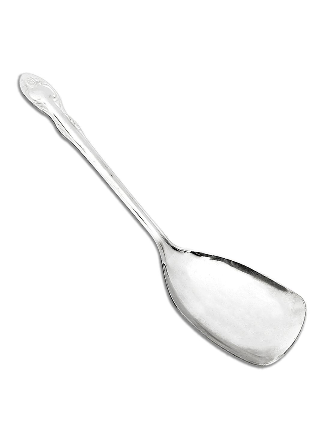 Kuber Industries Silver Stainless Steel Wok Spatula Slotted Turner Cooking & Food Serving