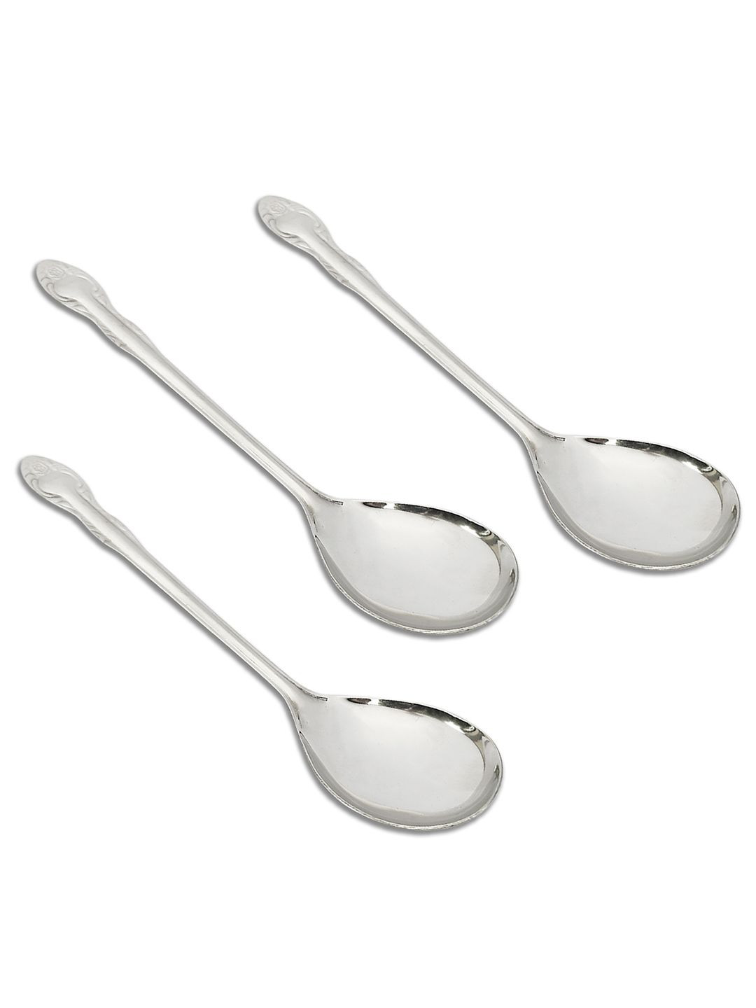 Kuber Industries Silver 3 Pcs Stainless Steel Solid Spoon Cooking & Food Serving Spatula