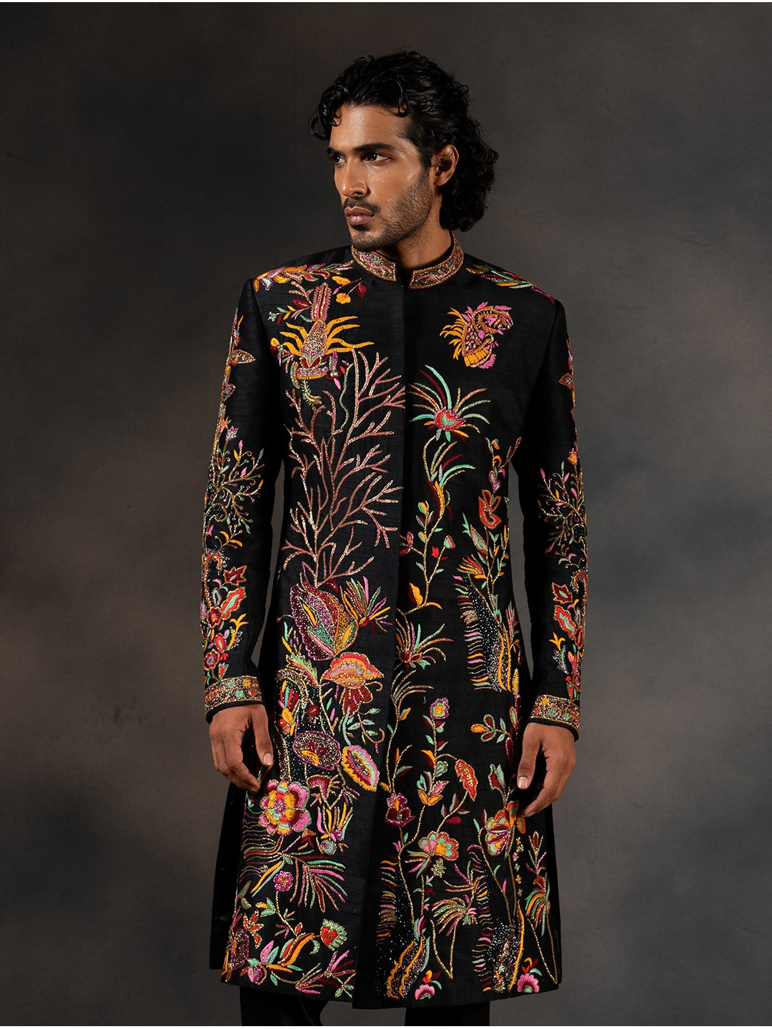 HILO DESIGN Embroidered  Tides Sherwani Set