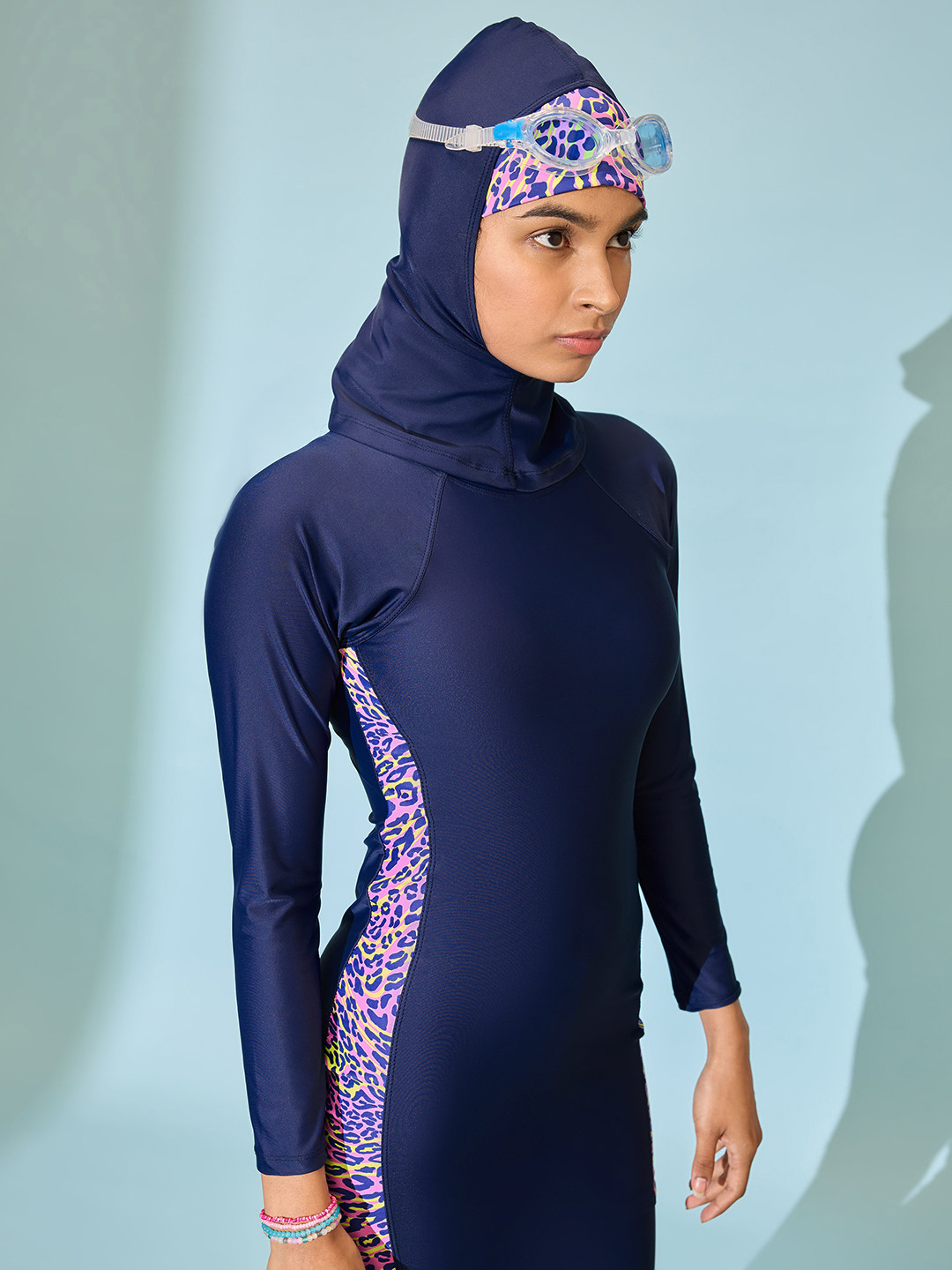 LYCOT 3Pc Printed Round Neck Burkini Swimsuit