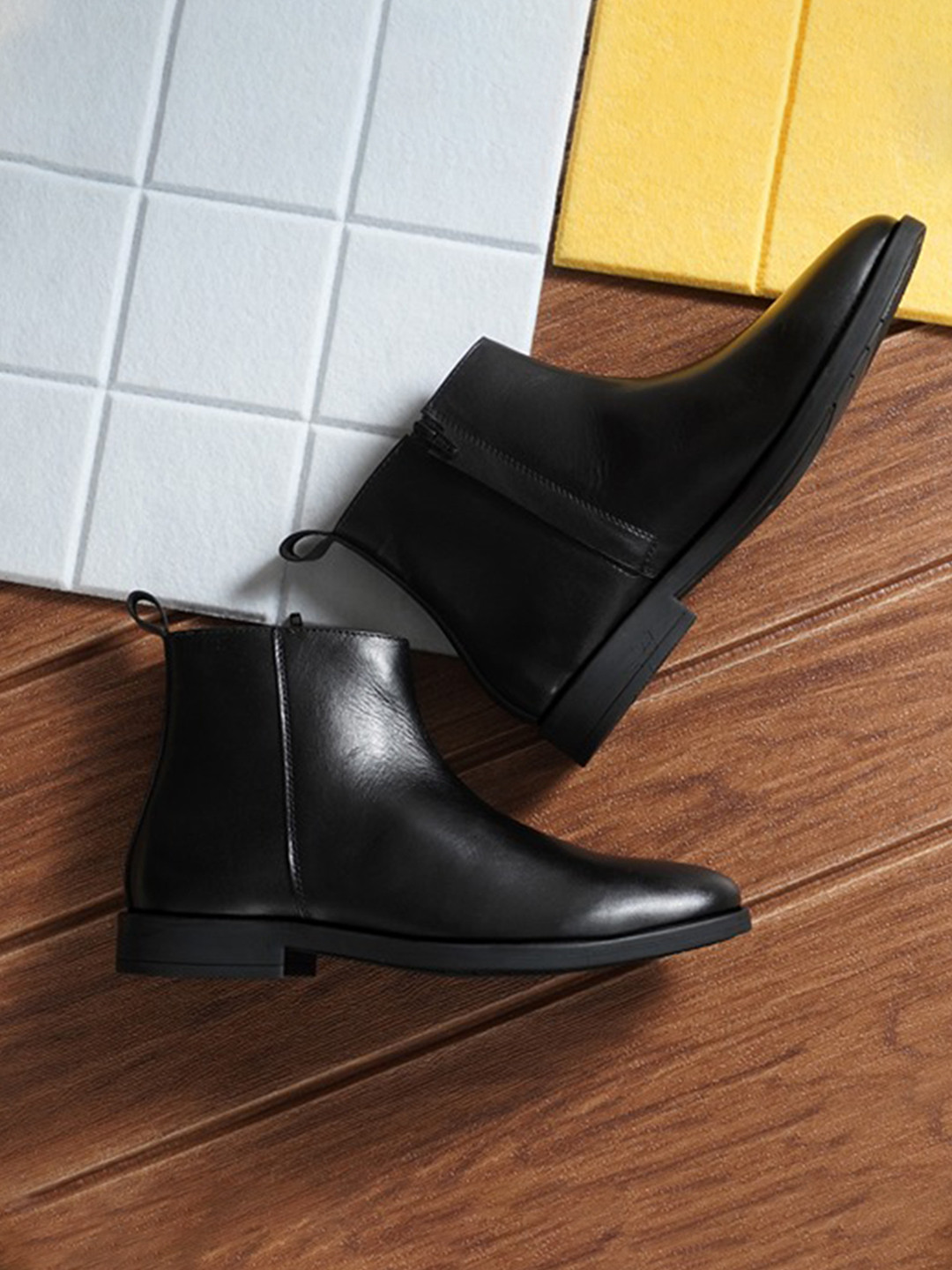 Warnex Men Black Leather Formal Chelsea Boots