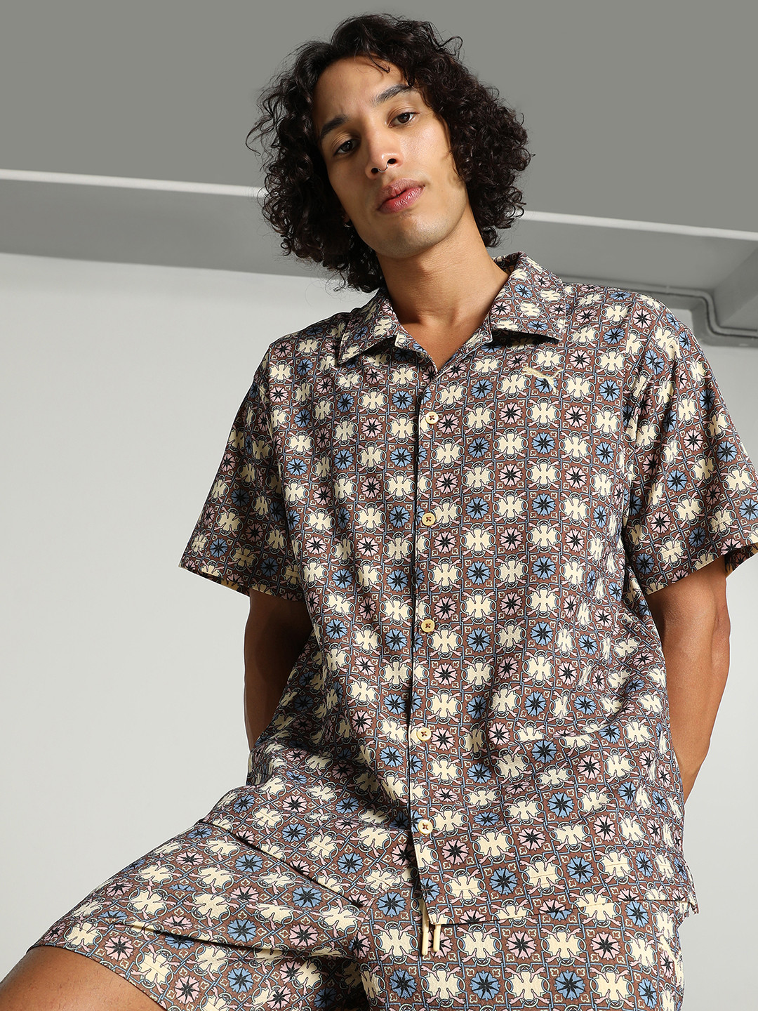 Puma Classics Floral Printed Relaxed Fit Short Sleeve T-Shirt
