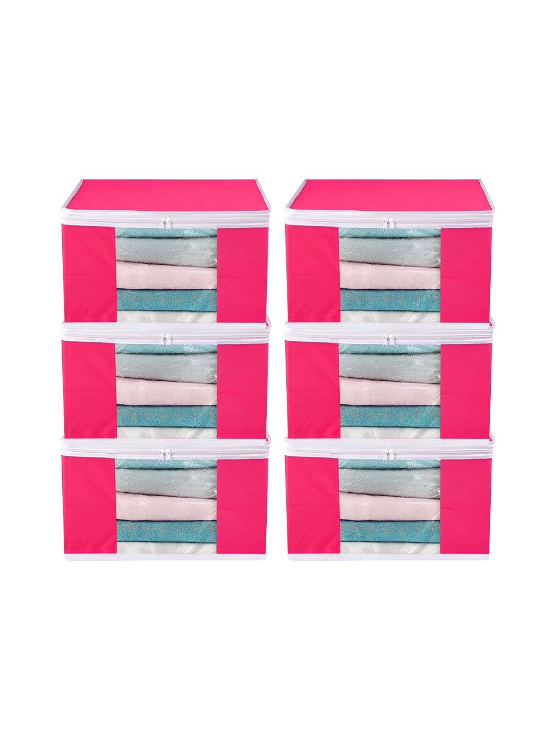 atorakushon Pink Set of 6 Clothes Storage Organiser Bags
