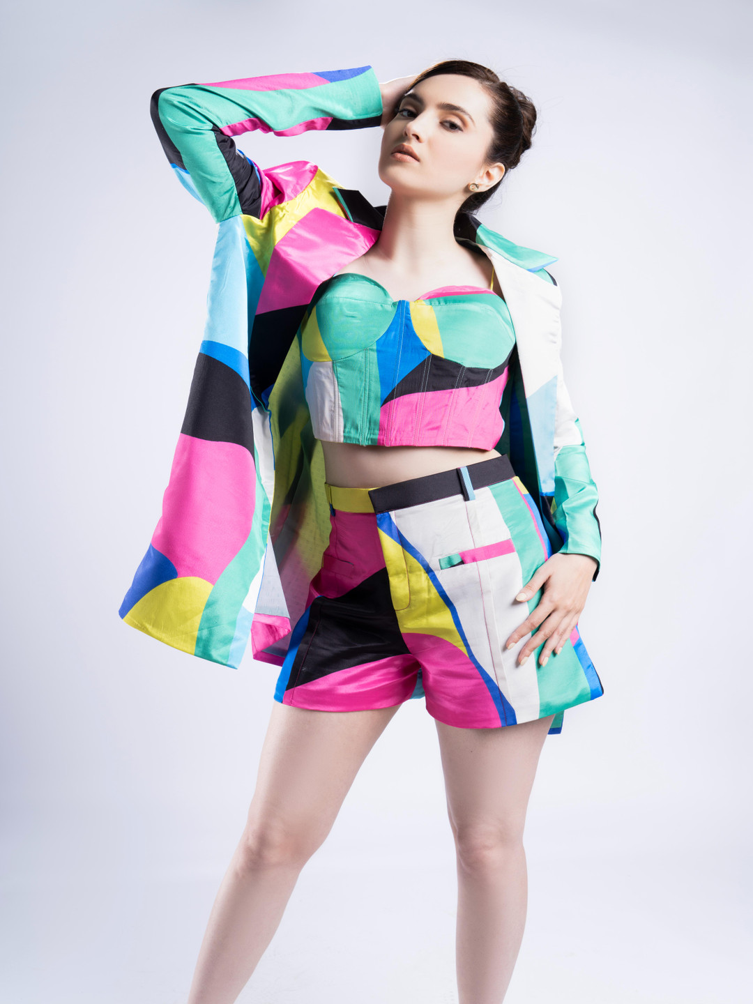 MISROMA Printed Top With Shorts & Blazer Co-Ords