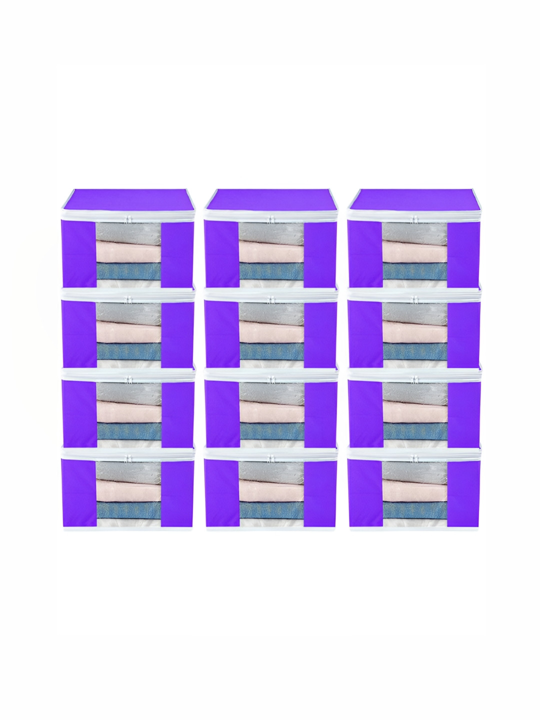 atorakushon Purple Set of 12 Clothes Storage Organiser Bags