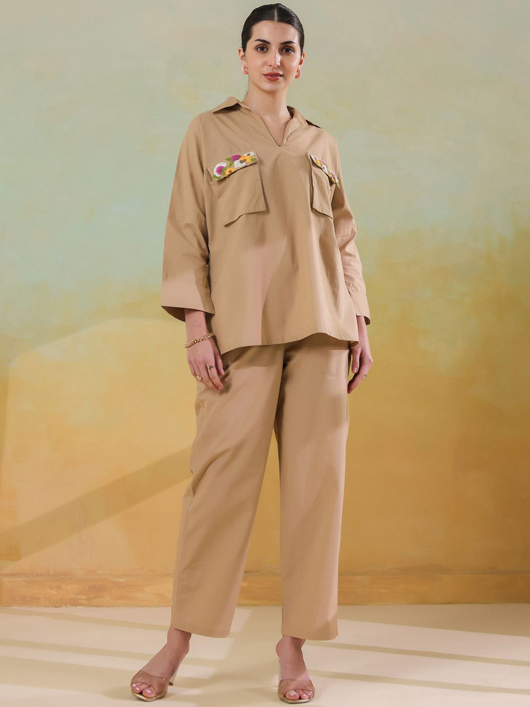 Aura By Sanskrutihomes Shirt Collar Shirt With Trousers Co-Ords