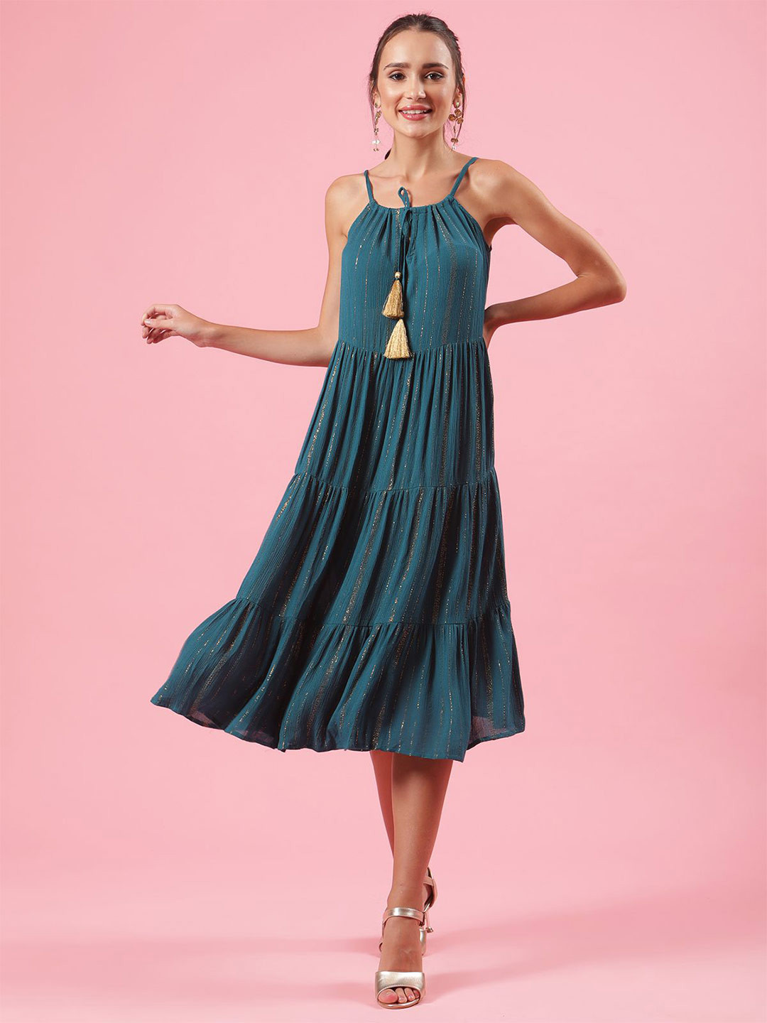 Shades of Sabi Fit & Flare Midi Dress