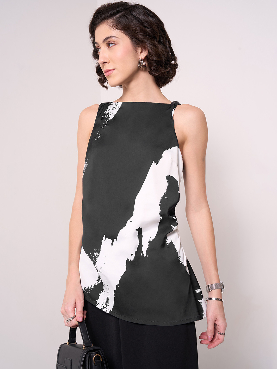 Annabelle by Pantaloons Tie and Dye Print Cowl Neck Top