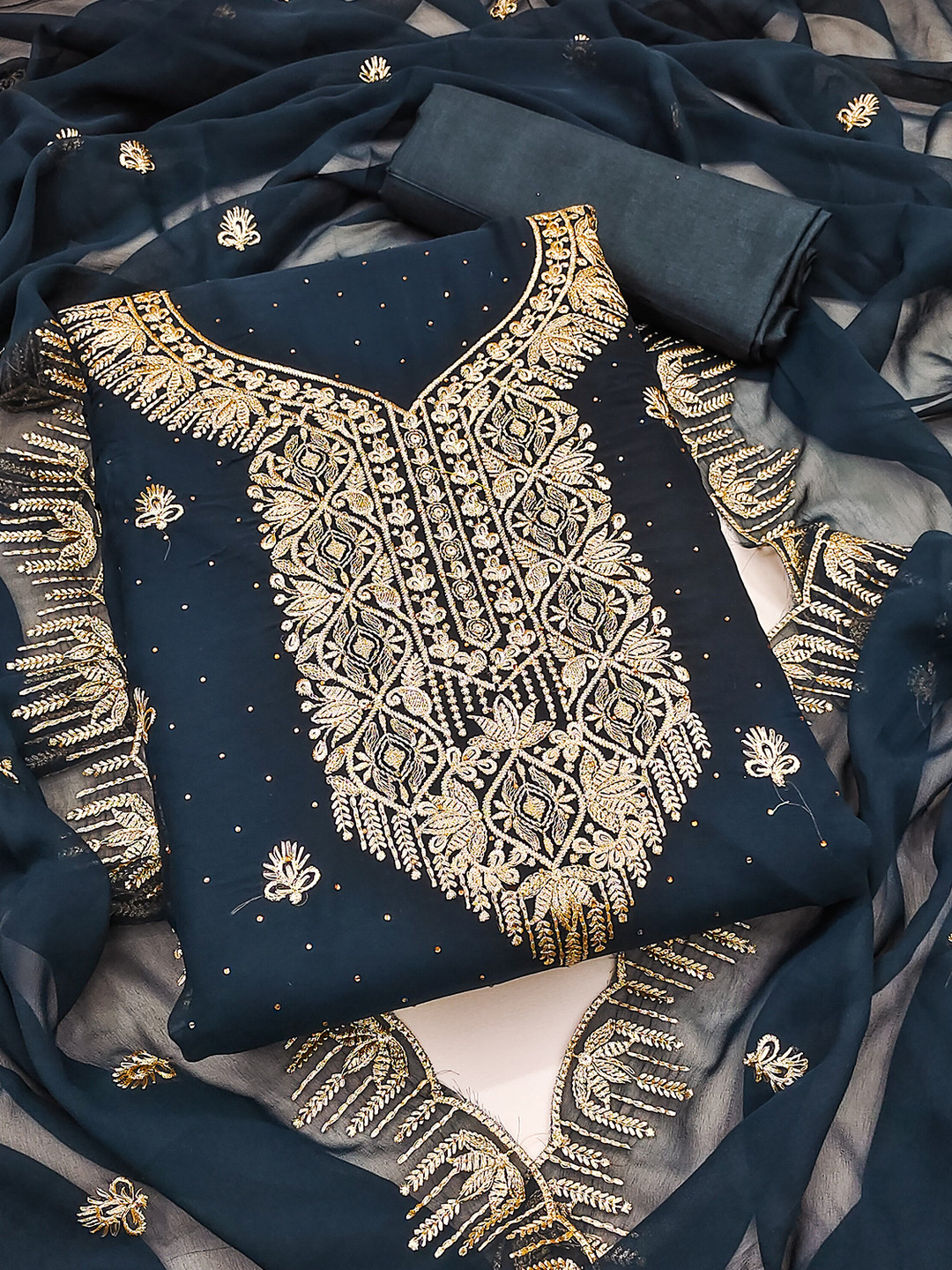 Leeza Store Semi-Stitched Dress Material