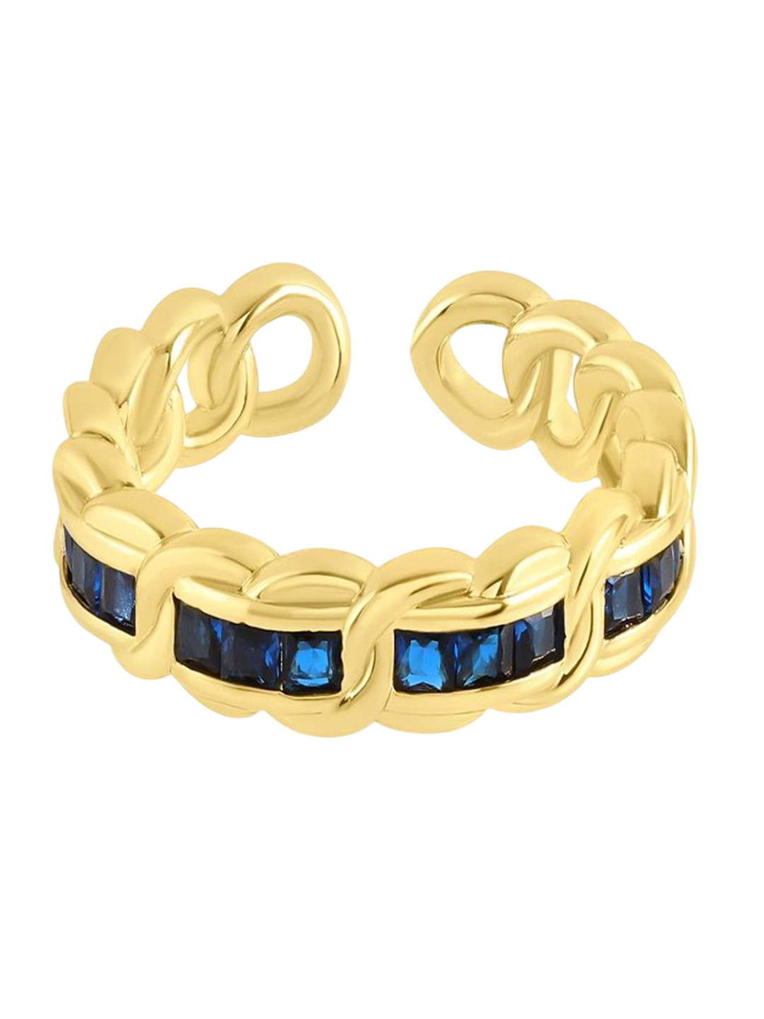 Nirvana Gold-Plated Cubic Zirconia Stone-Studded Adjustable Elysia Braid Finger Ring