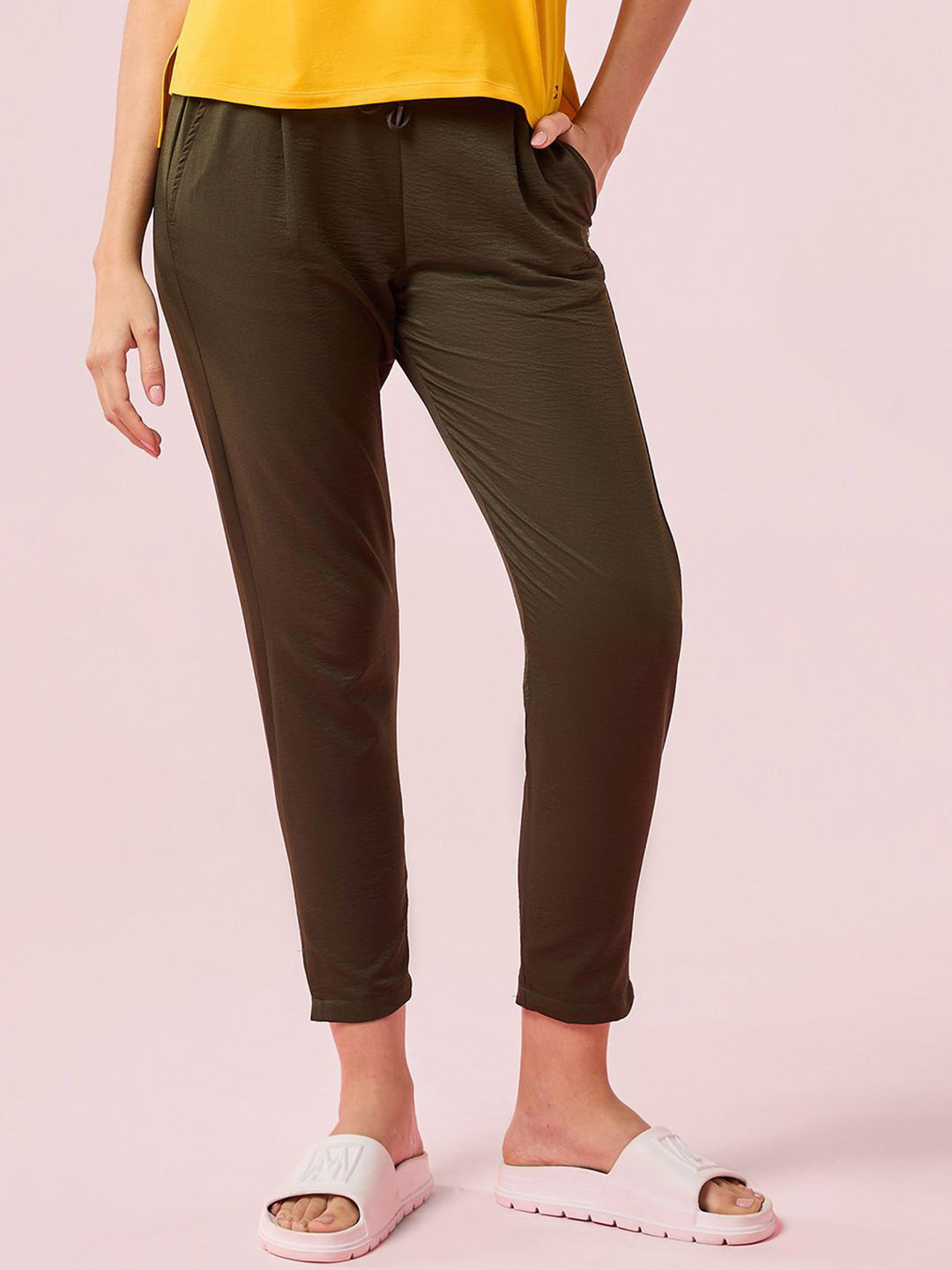 Enamor Relaxed Fit Mid Rise Regular Length Pleated Pull-On Lounge Pant