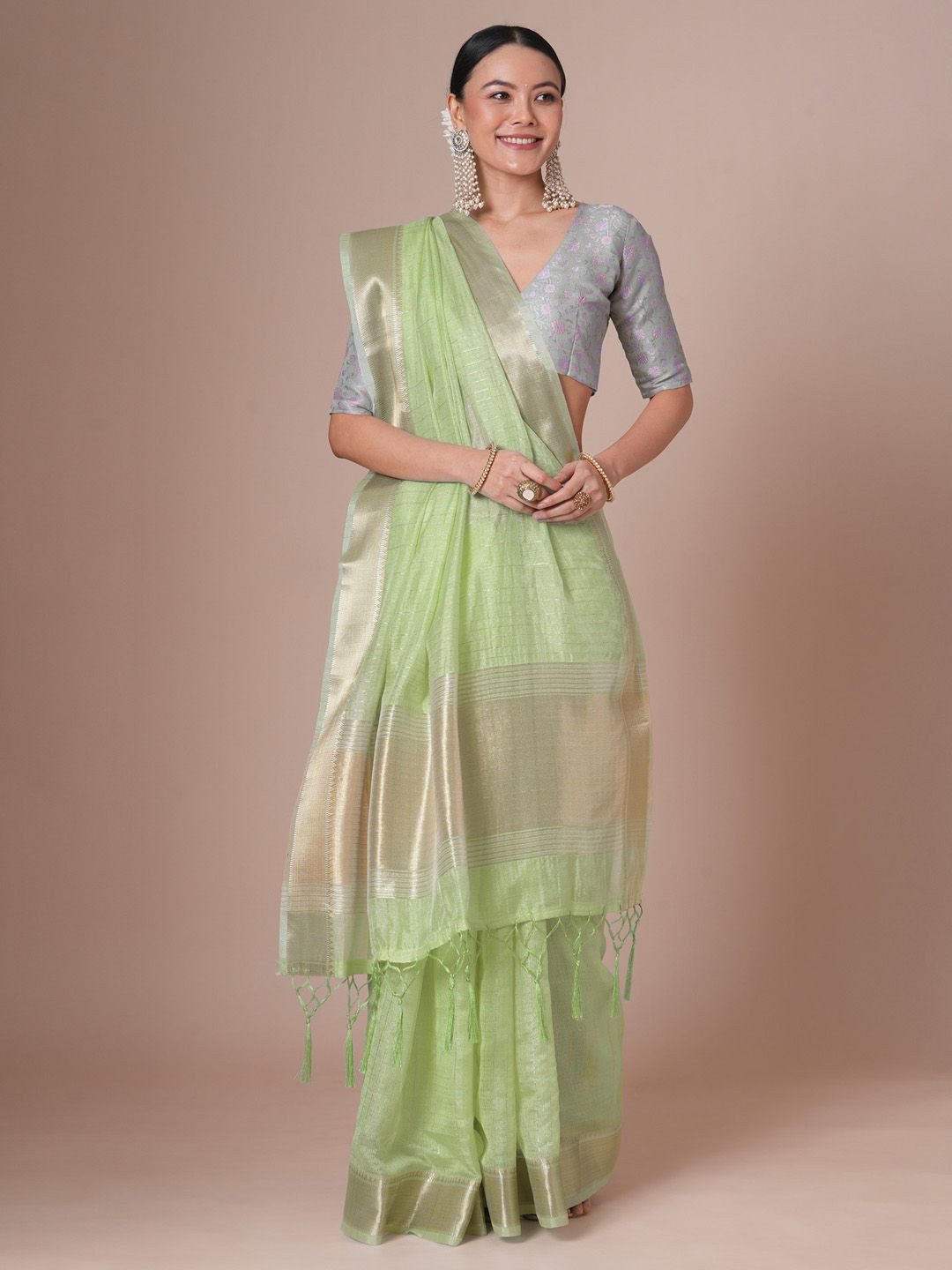 House of Pataudi Woven Design Wedding Saree With Matching Blouse