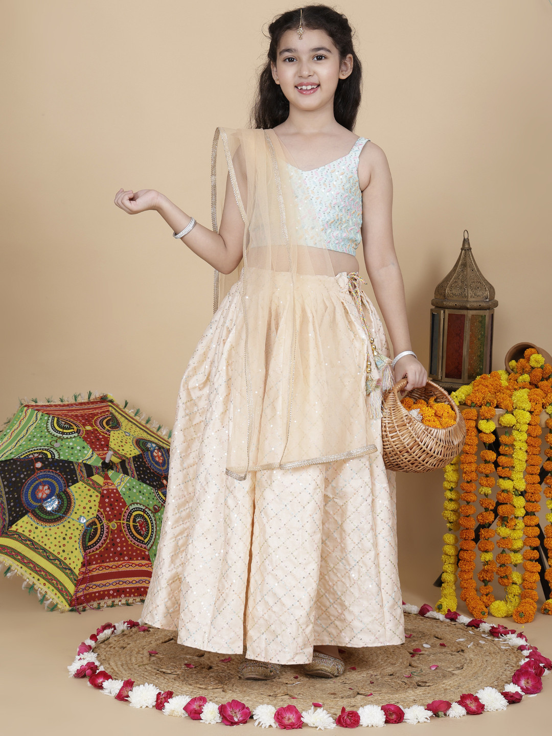 Cutiediva  Embroidered Skirt & Top and Dupatta Set