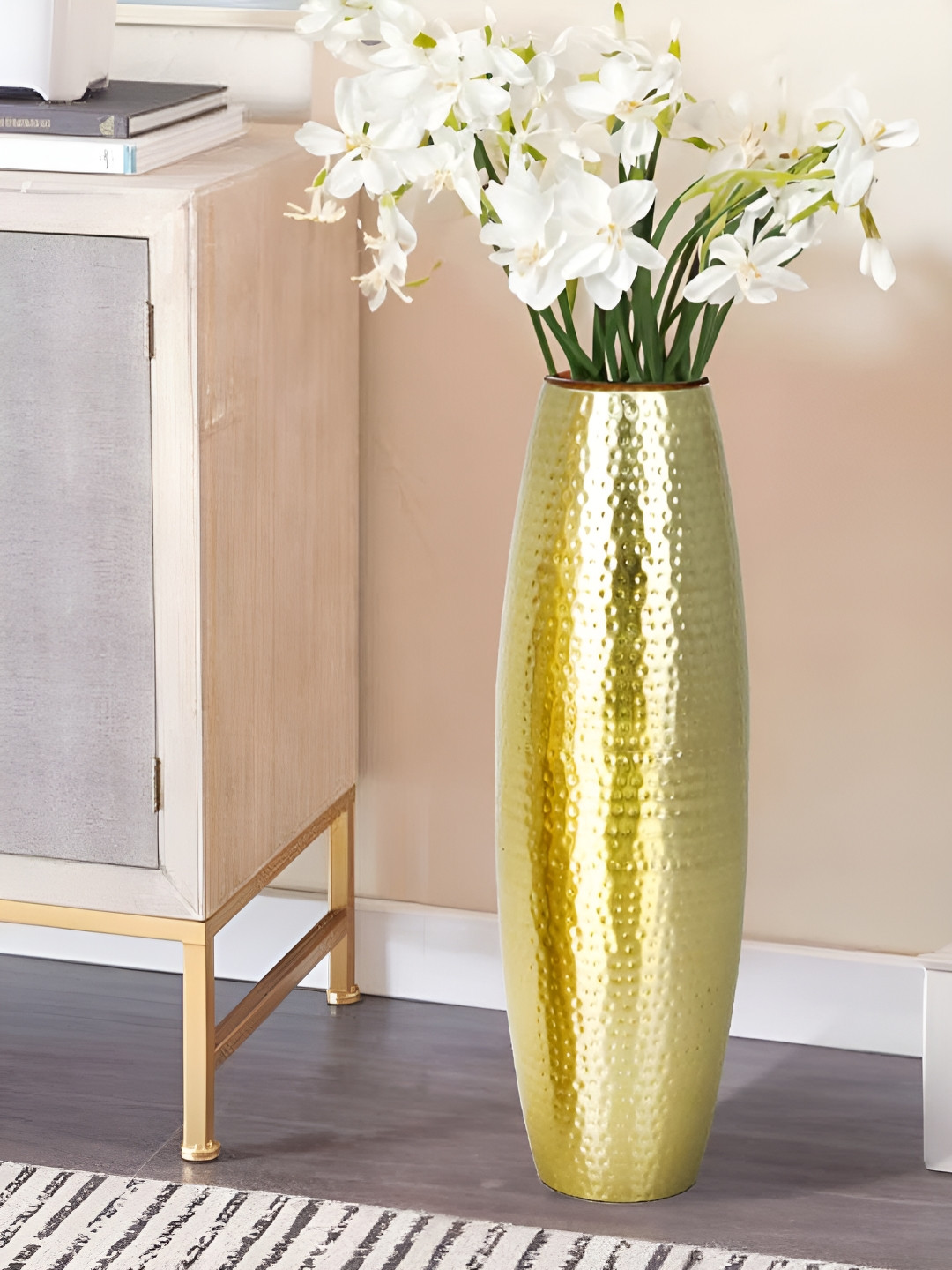 Royaloak Yellow Metal Flower Vase
