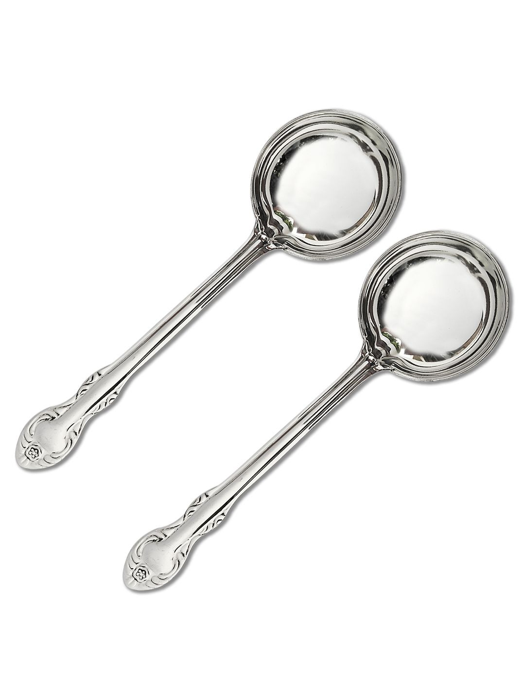 Kuber Industries Silver 2 Pcs Stainless Steel Serving Spoon For Dining Table & Kitchen
