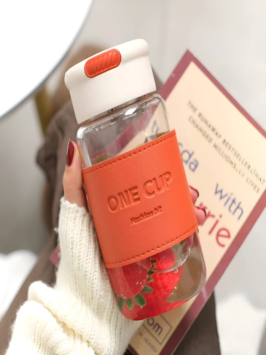 YELONA Orange Solid Glass Spill Proof Infuser - 550ml