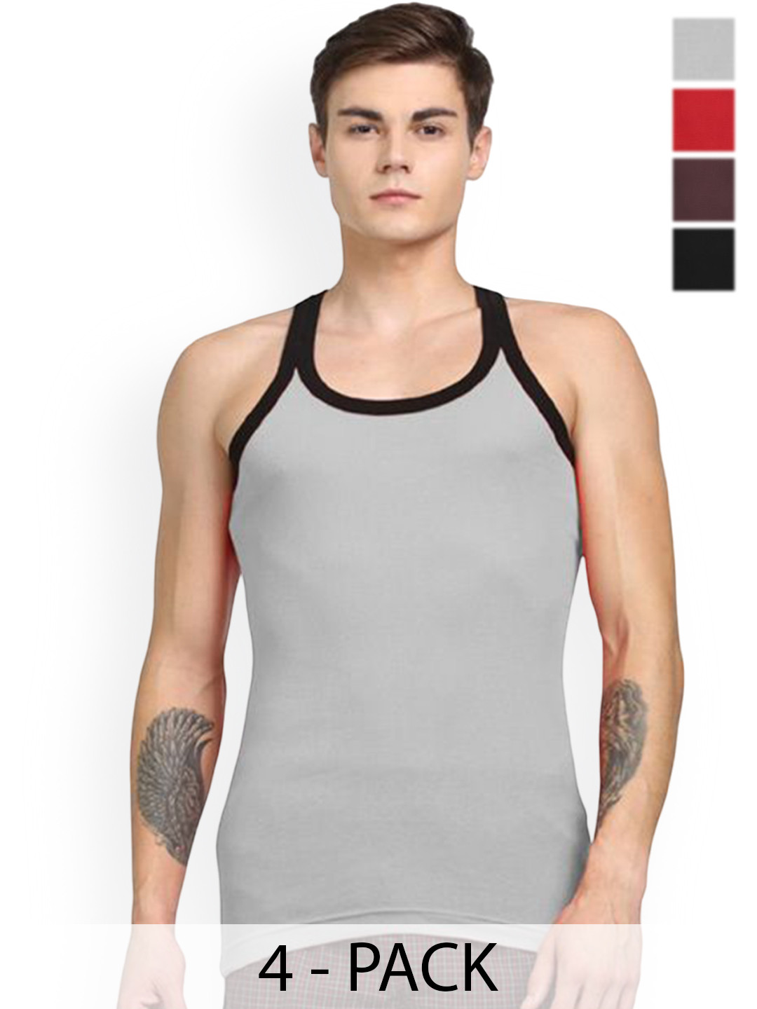 Rupa Jon Pack Of 4 Assorted Pure Cotton Gym Innerwear Vests Jon-Obamaa-Gym-Vest--4-75