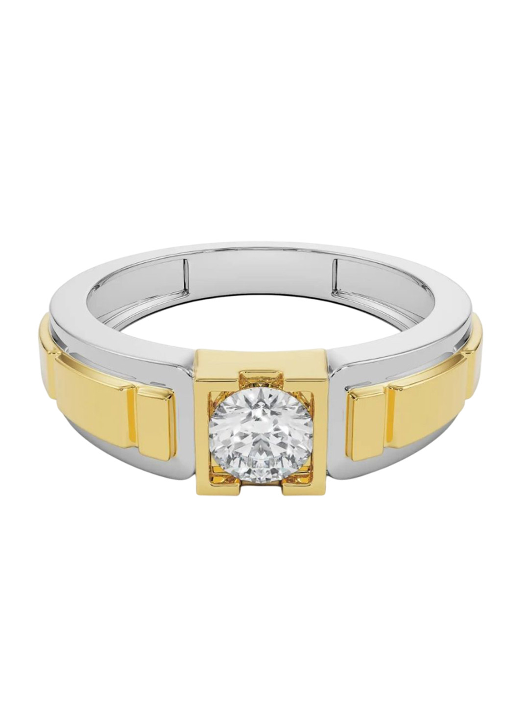 Emori Two-Tone Round Timeless Men Lab Diamond Ring in 18KT Gold