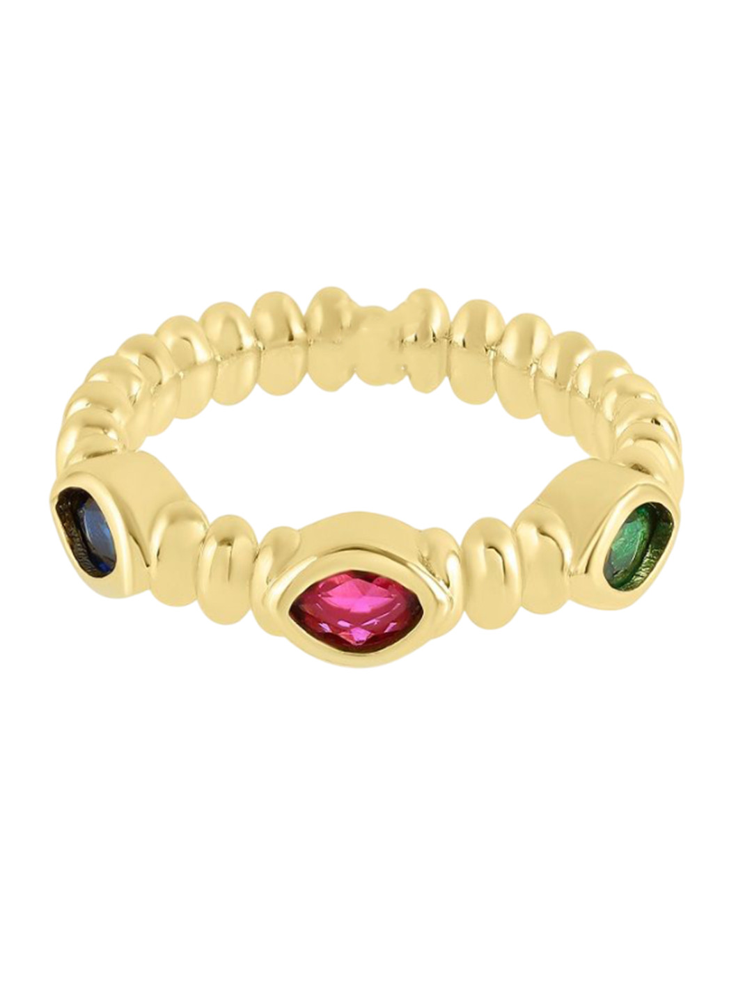 Nirvana Gold-Plated Cubic Zirconia Stone-Studded Adjustable Luce Magica Finger Ring