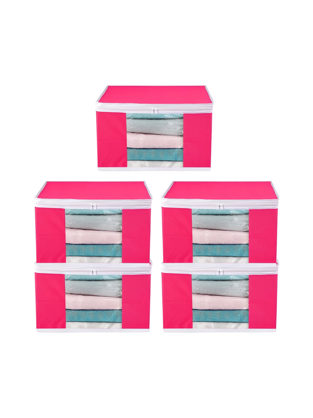 atorakushon Pink Set of 5 Clothes Storage Organiser Bags