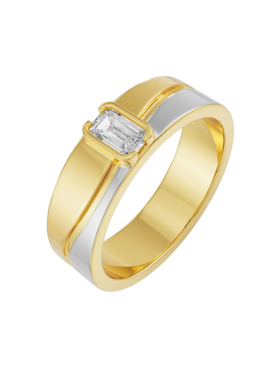 Emori Timeless Emerald Men's Men's Lab Diamond Ring in 18KT Gold