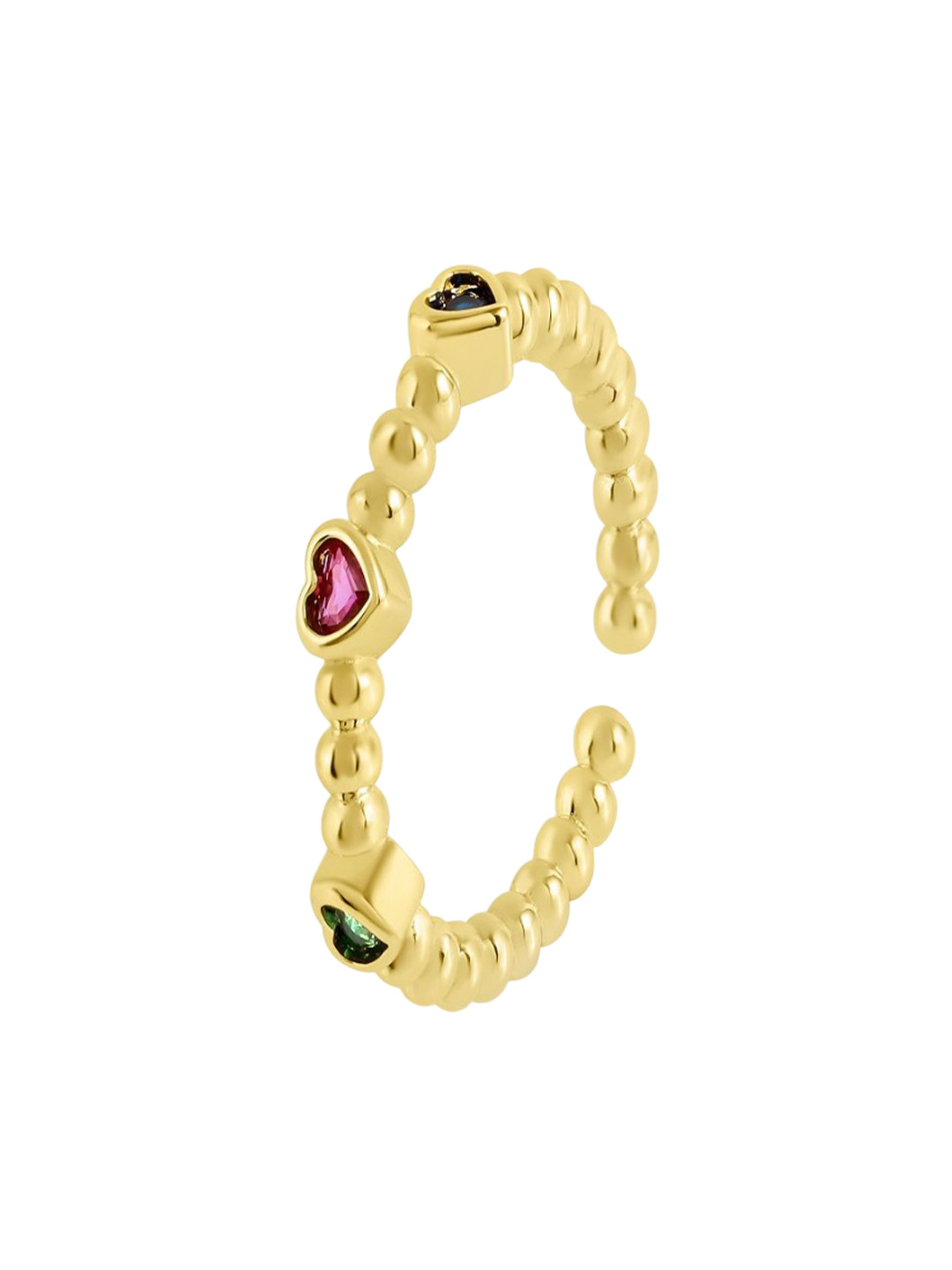 Nirvana Gold-Plated Cubic Zirconia Stone-Studded Adjustable Dolce Cuore Finger Ring