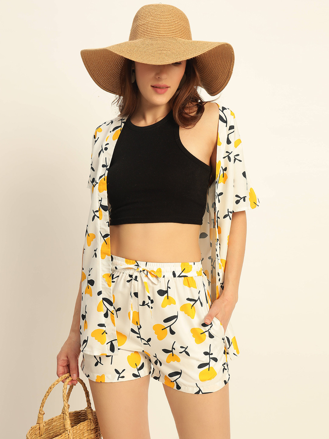 Mast & Harbour Printed Shrug With Shorts Co-Ords