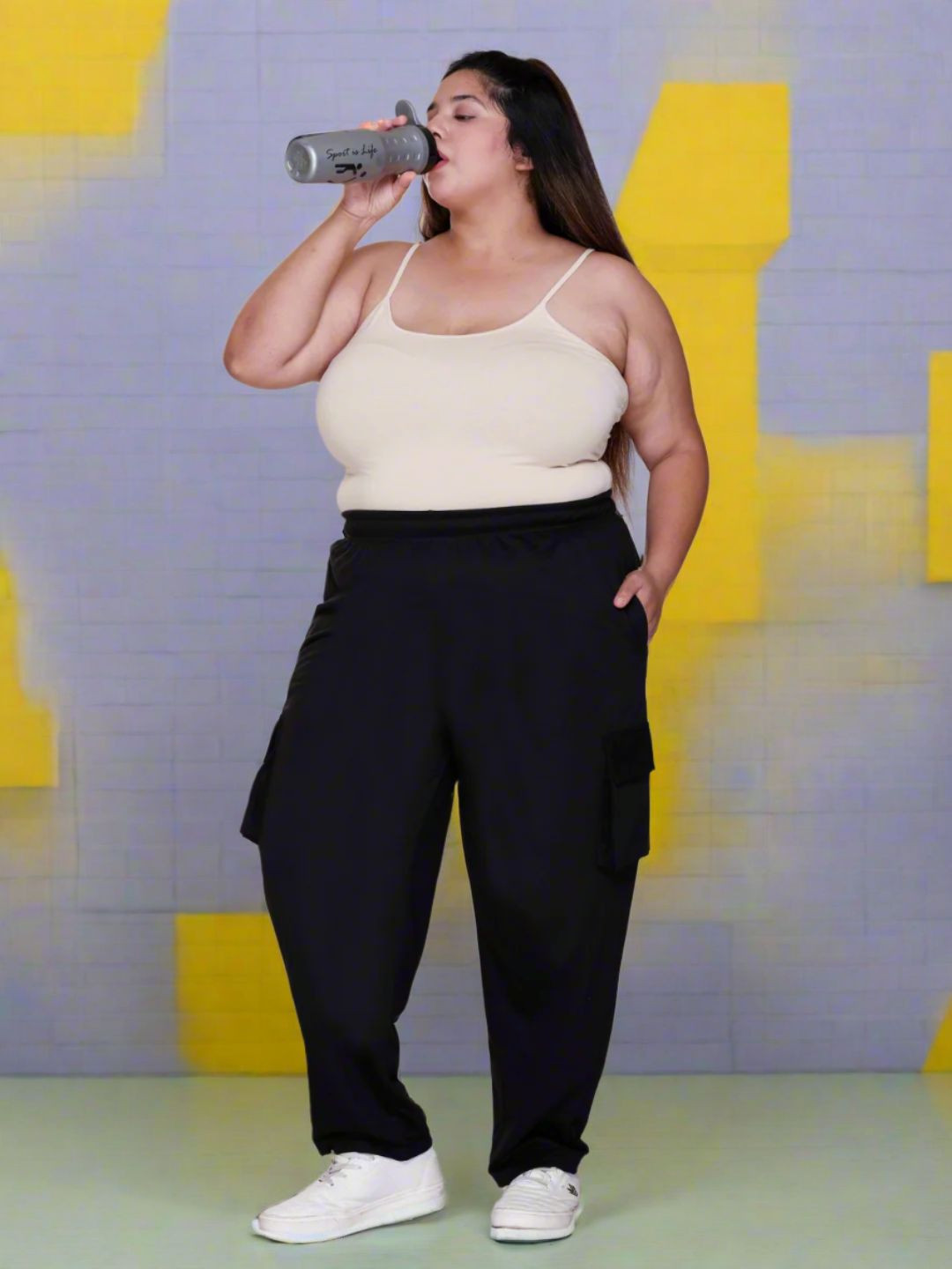 White Moon Women Cotton Relaxed-Fit Cargo Pants