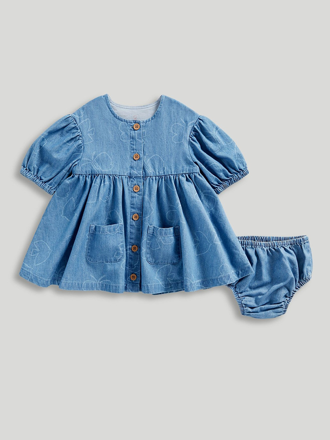 mothercare Print Puff Sleeve A-Line Dress
