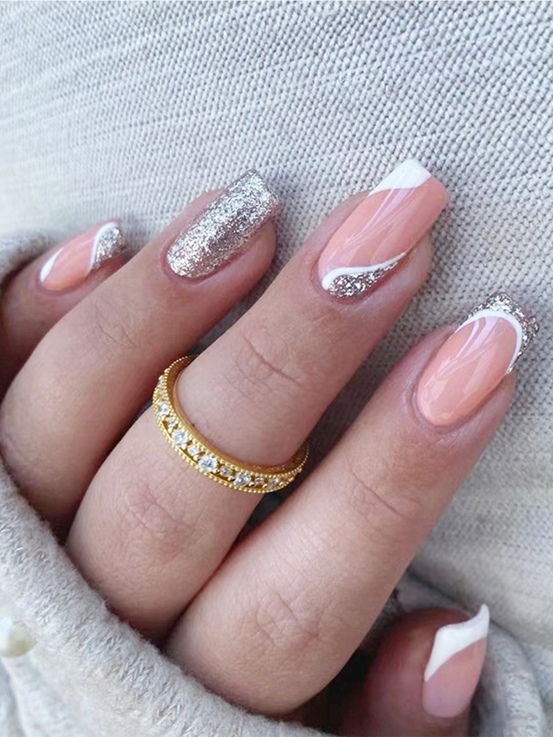 Secret Lives Set Of 24 Glossy With French Tips Reusable Artificial Nails