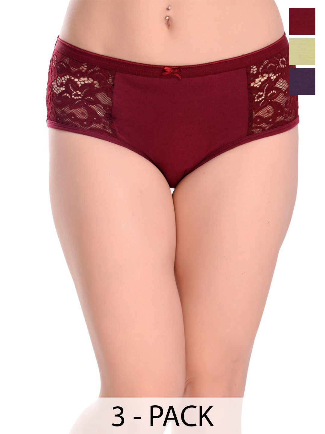 Valles365 by S.C. Pack Of 3 Hipster Briefs SDLC3MARPURSEA-S