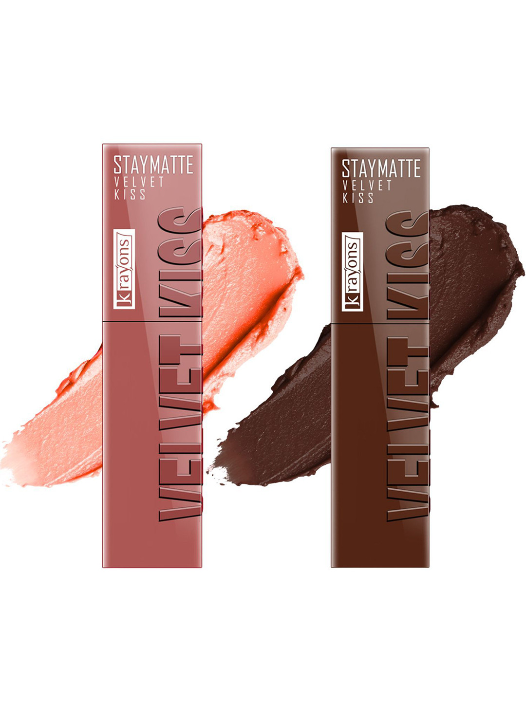 krayons Set Of 2 Velvet Kiss Non Transfer Liquid Matte Lipstick - 3.5 ml Each