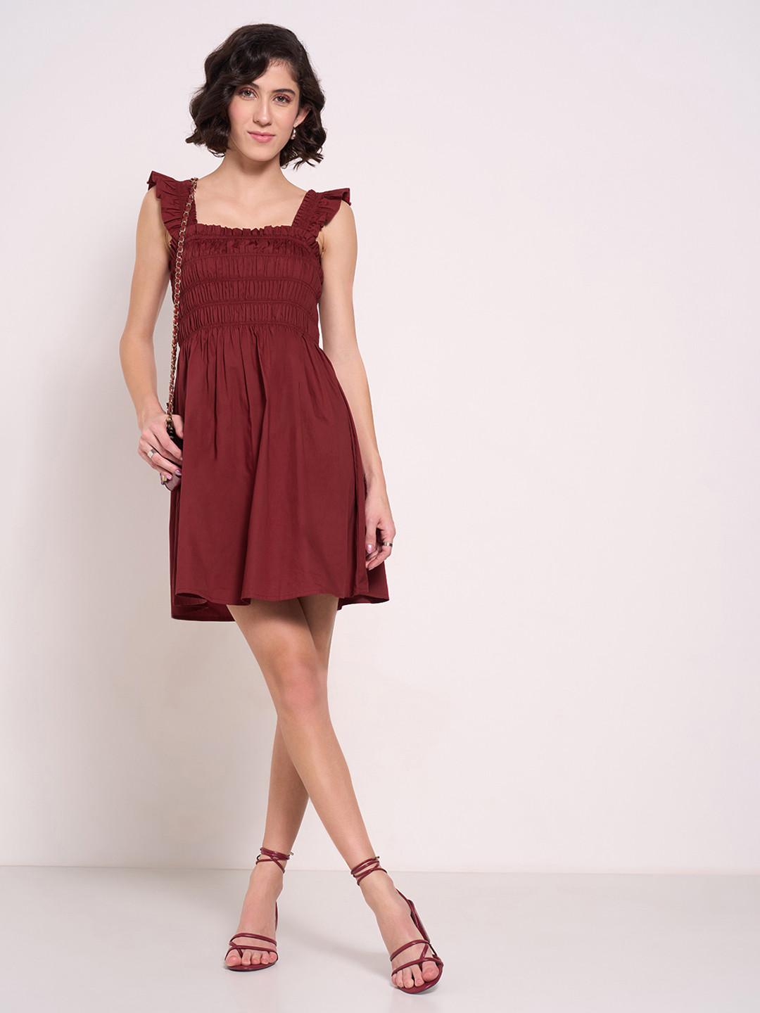 People Flutter Sleeve Fit & Flare Mini Dress