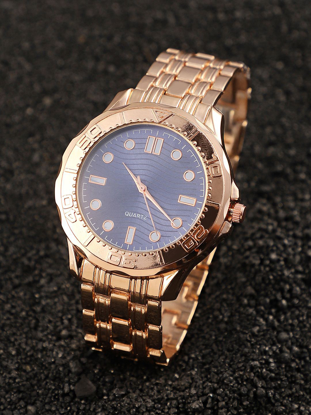 French Accent Men Embellished Dial & Stainless Steel Bracelet Style Straps Analogue Watch SS25_FAWC1024