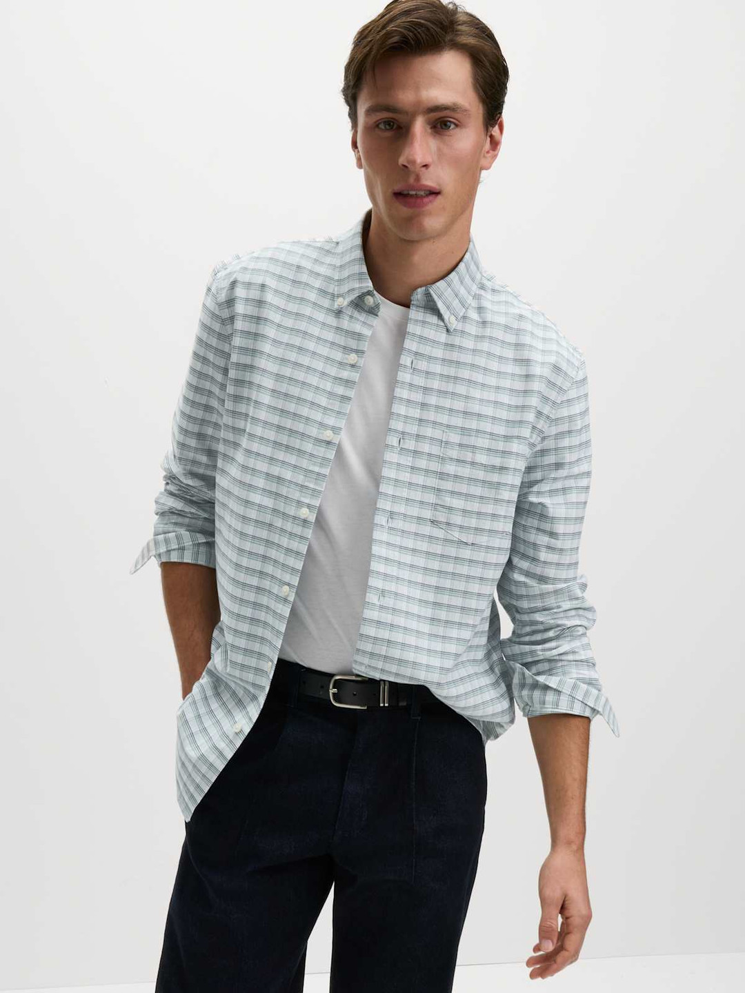 Marks & Spencer Men Horizontal Stripes Opaque Checked Casual Shirt