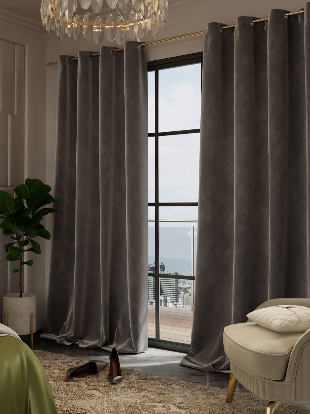 Stoa Paris Date Night Black Set of 2 Long Door Curtains