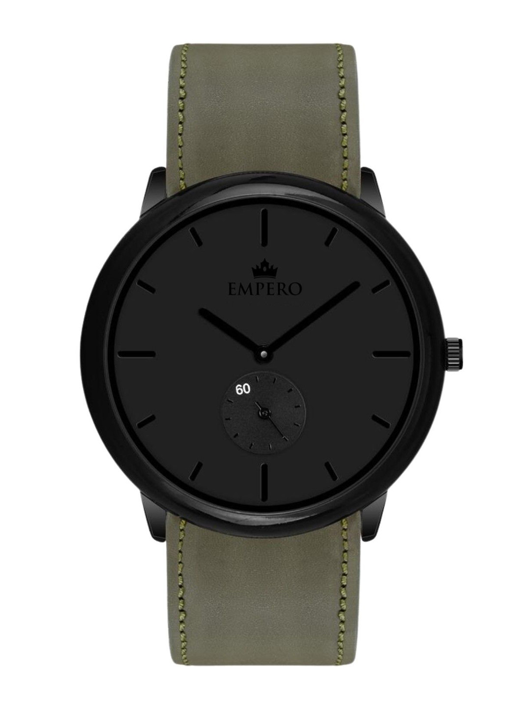 EMPERO Men Brass Dial & Leather Straps Analogue Chronograph Watch EAB303 Black Hands Green Leather