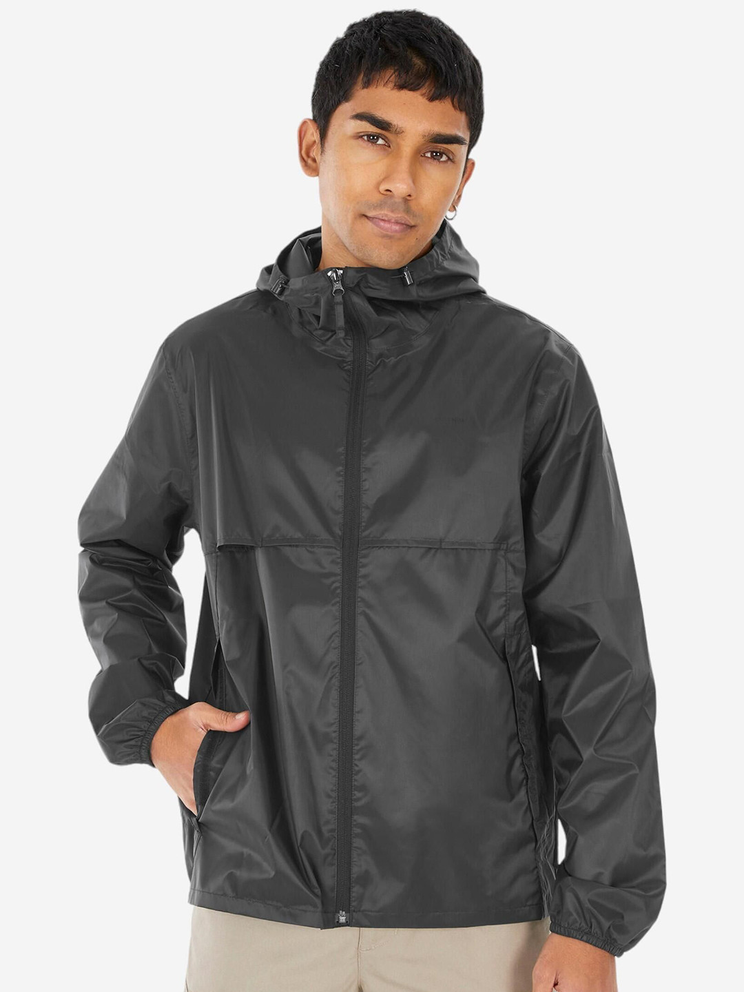 Men Waterproof Fullzip Raincoat - Black