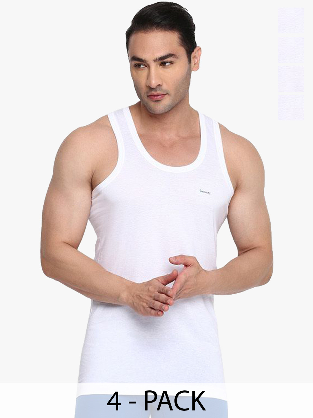 COLORS by Rupa Frontline Men Pack of 4 Solid Pure Cotton Inner Vest