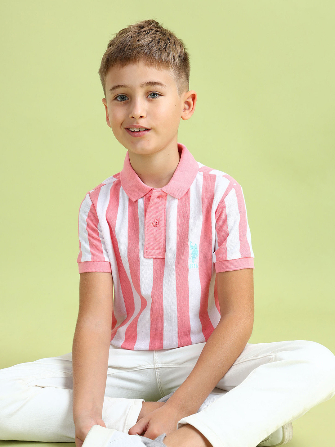 U.S. Polo Assn. Kids Boys Pique Striped Polo Pure Cotton T-shirt