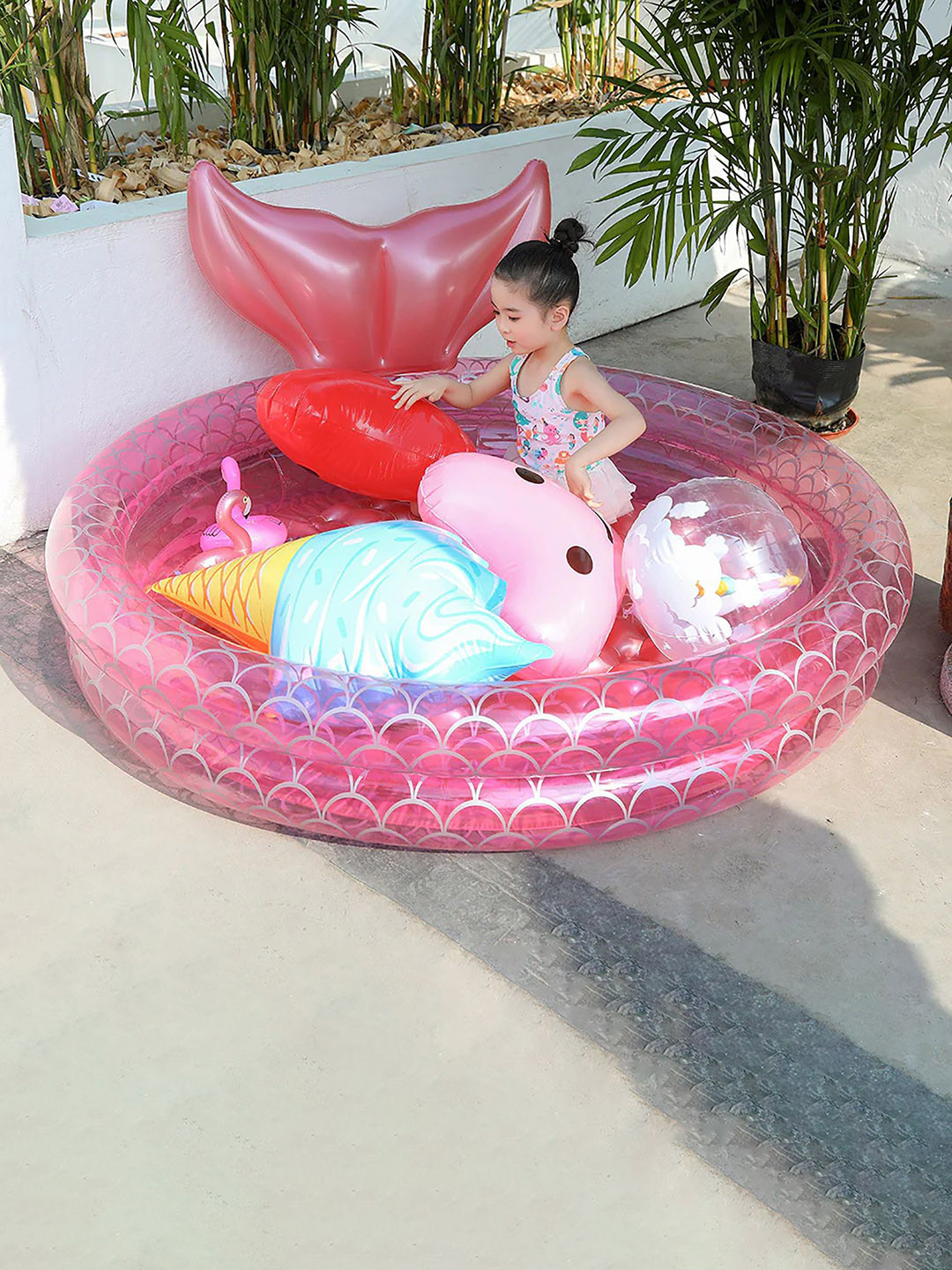 SYGA Pink Round Shape PVC Bath Tub